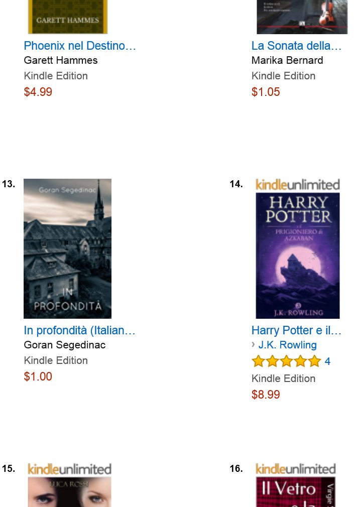 Lepo je virnuti u svet, makar malo. Moja priča trenutno na 13. mestu italijanske Amazon Top100 u kategoriji SF/F/H.