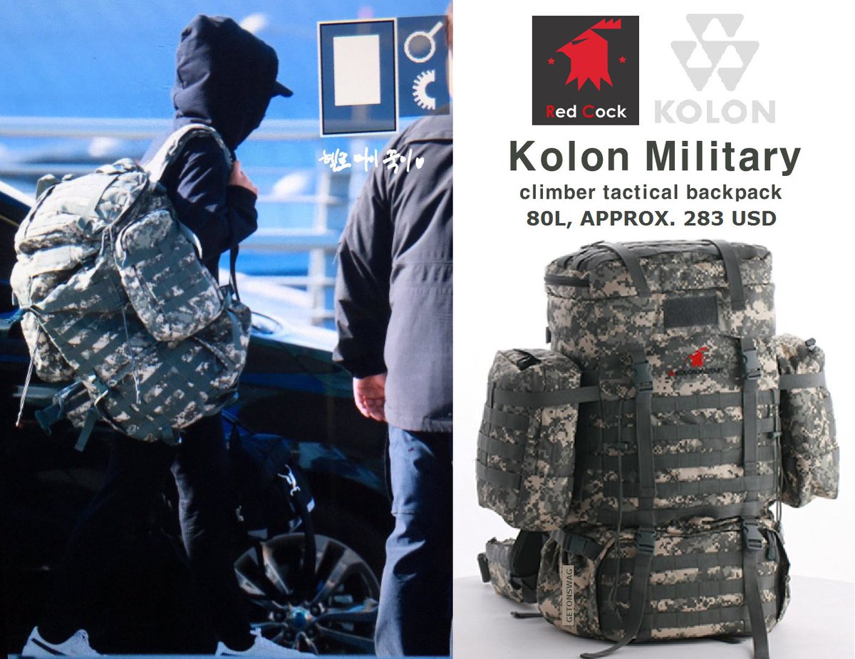 Beyond The Style ✼ Alex ✼ on X: JUNGKOOK #BTS 170309 #JUNGKOOK #정국 #방탄소년단  KOLON Military Brand Red Cock 80L climber tactical backpack (camo) tnx to  jeonggukupdates  / X