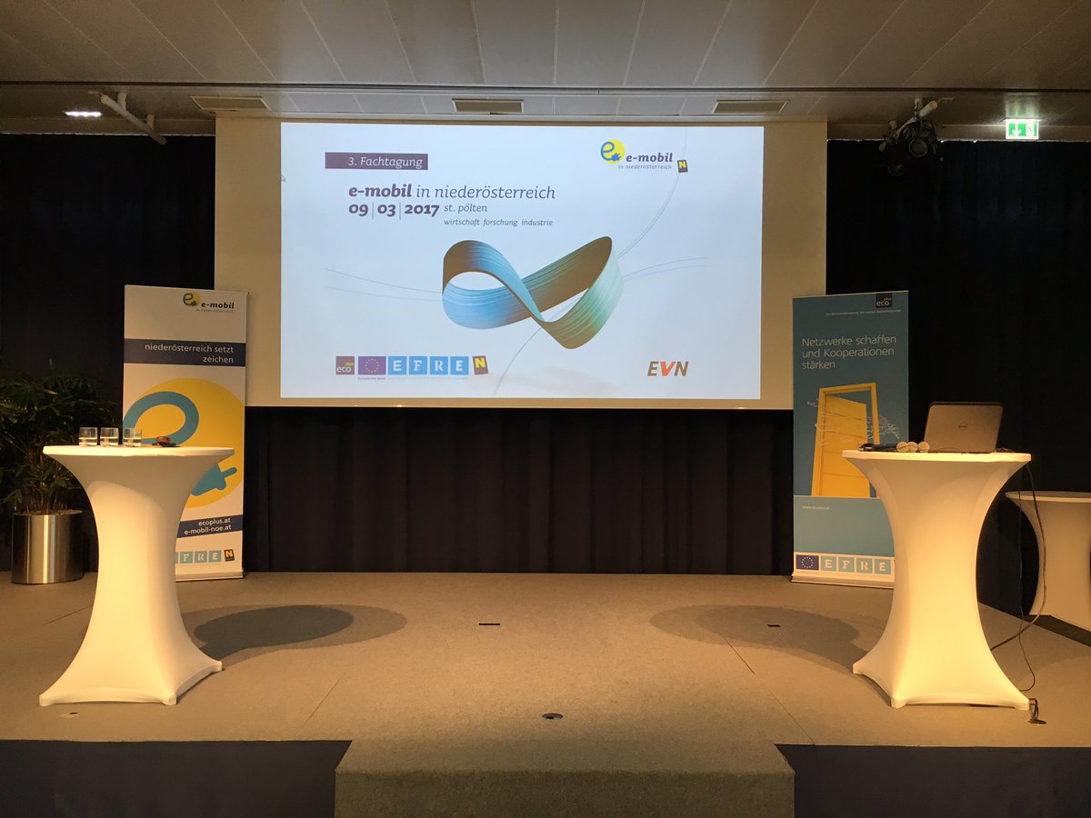 ecoplus_noe's tweet photo. St. Pölten wird für einen Tag zum Mekka der #eMobilität: In Kürze startet die 3. #Fachtagung "e-mobil in niederösterreich". #EMI2016 https://t.co/FpXICcExX2