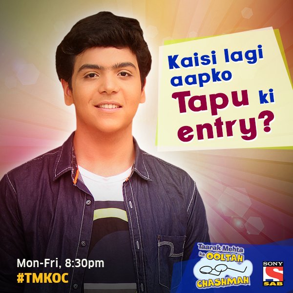 sabtv's tweet photo. Waqt ke saath badal jaata hai sab kuch! Kaisa laga aapko #TMKOC ka yeh badlav? Tell us if you like the new Tapu in comments. https://t.co/thOXb1bqaQ