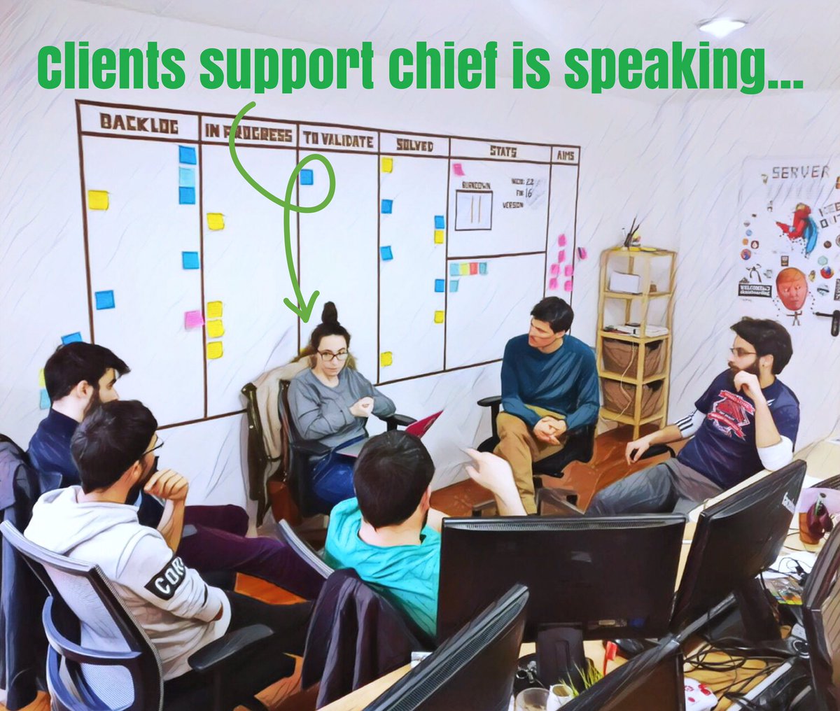 UpplicationDEV's tweet photo. When @BeeleenFP is speaking everybody lisen carefully...
#agile #scrum #developer #coder #startup #clientssupport #speech #meeting #daily https://t.co/mIRnNhbkSI