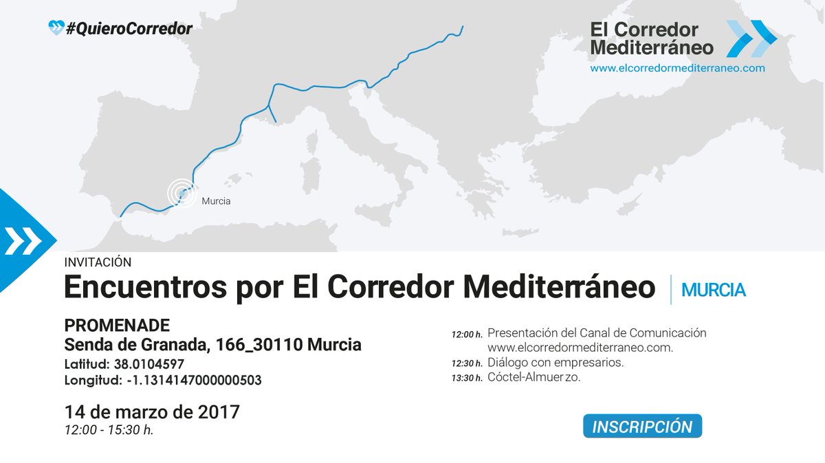 IndustrialesCV's tweet photo. 14 de Marzo a las 12.00 horas: "Encuentro por el Corredor Mediterráneo" en Murcia. #QuieroCorredor #infraestructuras #EspañaCircular https://t.co/GVXyvfQpIe