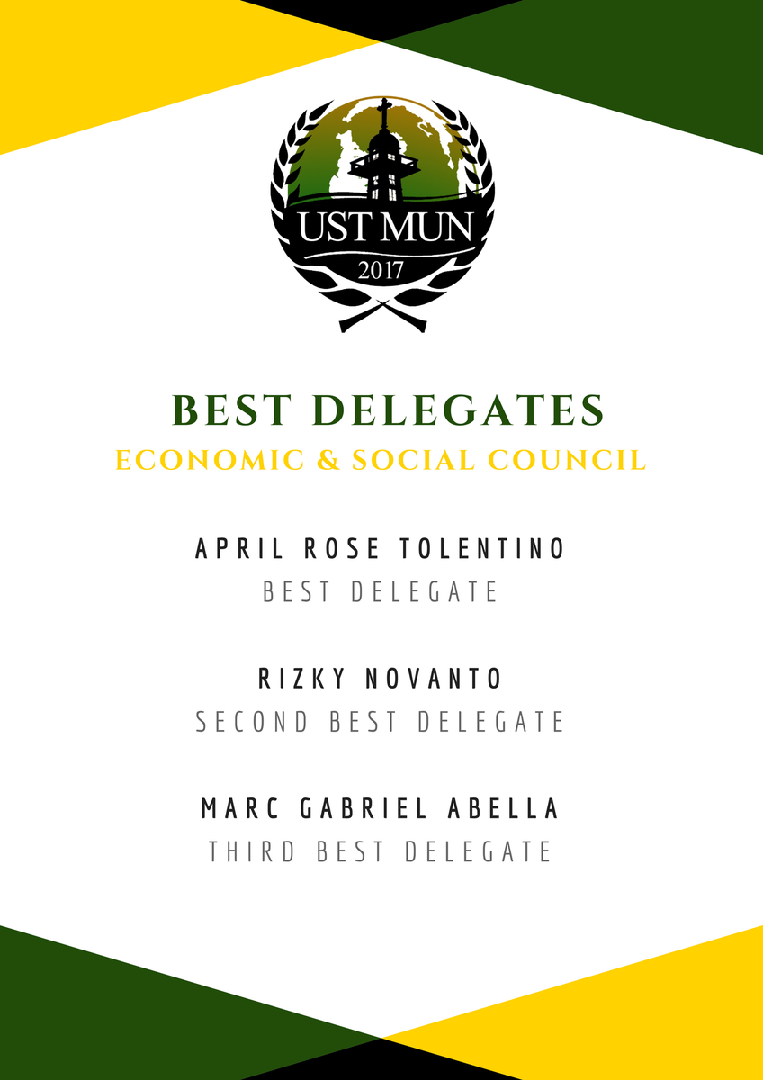 USTMUN's tweet photo. Recognizing this session's Best Delegates. Congratulations, everyone! #USTMUN2017 https://t.co/fyv9VMaqYy