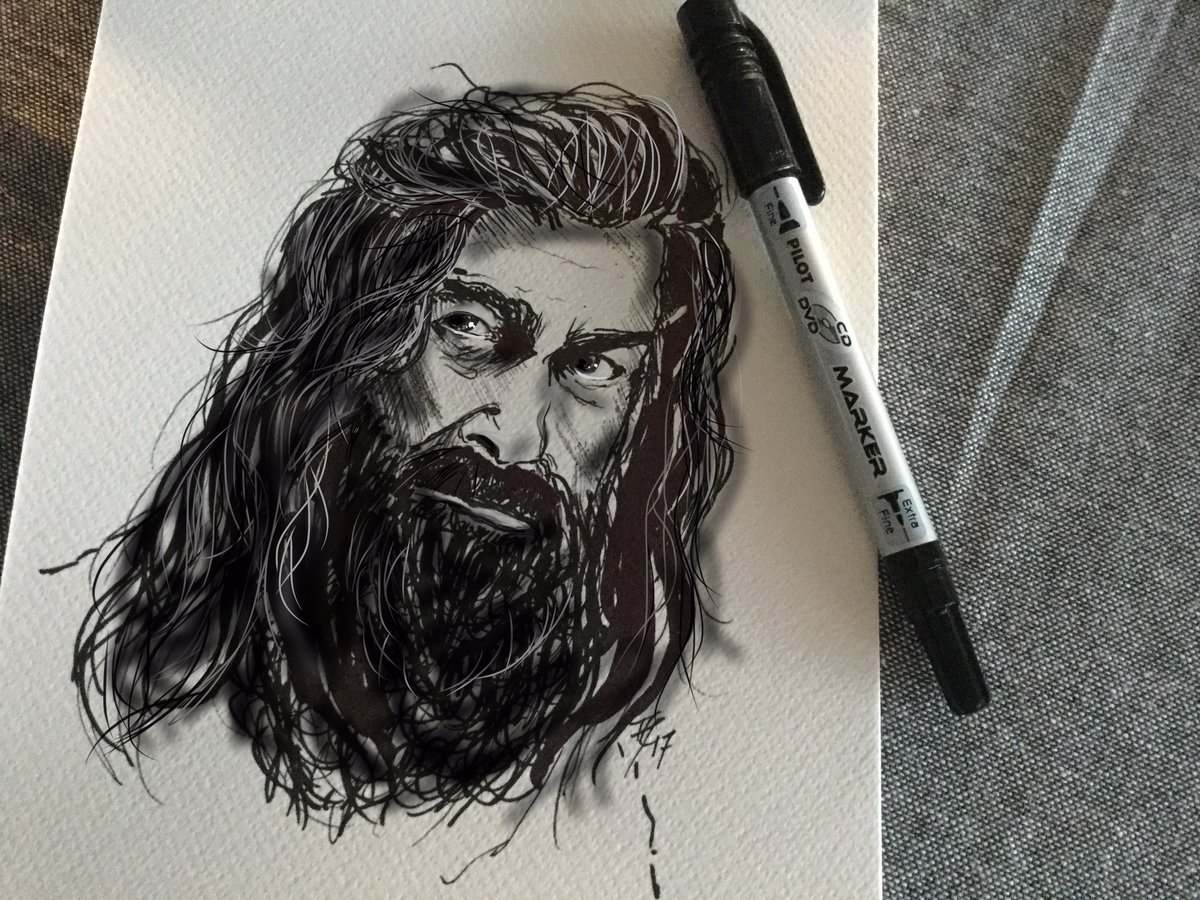 ZachCheekbones's tweet photo. My ink &amp; digital hybrid sketch of #edwardteach #BlackSails I'll miss this character ! https://t.co/mrA36d02YP