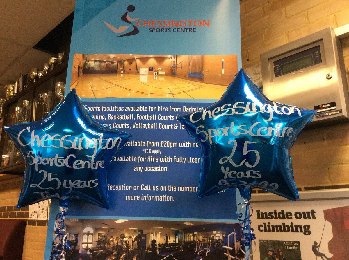 ChessingtonSC's tweet photo. Today we are Celebrating 25 Years of Chessington Sports Centre #Birthday #Sports 🎁🎉 https://t.co/m9NAsy5pfN