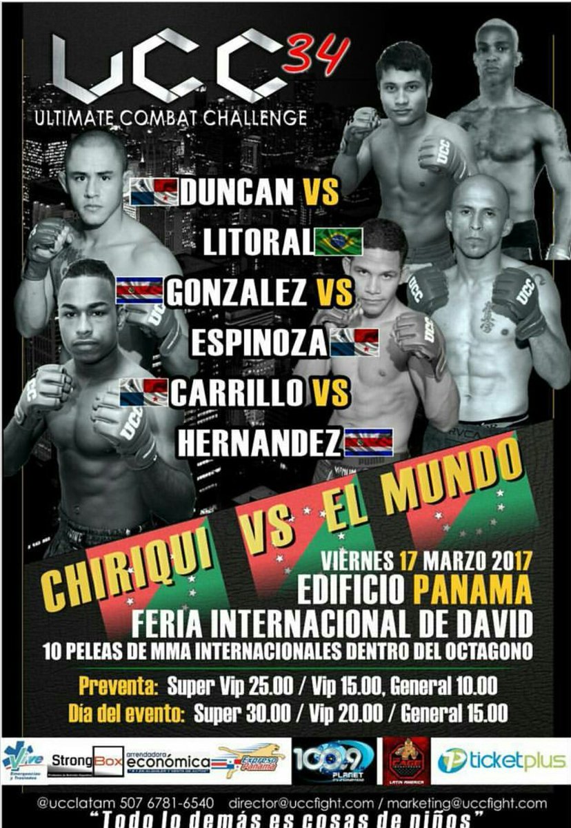 FeriaDeDavid's tweet photo. Este 17 de marzo en los Terrenos de la @FeriaDeDavid #EdificioPanama #UltimateCombatChallenge #Chiriquí vs #ElMundo 10 peleas #CadaDiaMejor https://t.co/ejBNpxcKSs