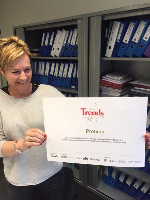 petersjongers's tweet image. For the 3th time in a row #protime was nominated as one of the fastest growing companies.  #TRGA16 #trends #gazellen