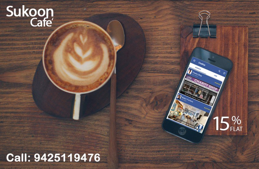 ChatrobApp's tweet image. Chatrob Offer Flat 15% Discount
"Sukoon Cafe" Call: 9425119476
146, Zone-1, MP Nagar Bhopal (M.P.)