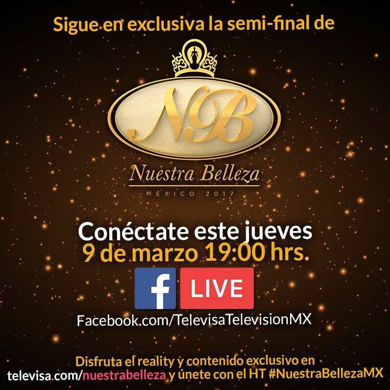 MxU_BC's tweet photo. ¡Hoooooooooooyyyyyy! La semi-final será transmitida por Facebook live. No se la pueden perder📺🎈💃🏻 #teamNancy #NuestraBellezaMX #semifinal https://t.co/l8pWgvcUvU