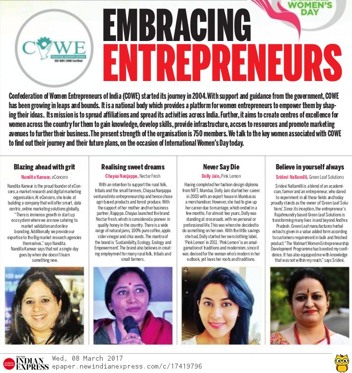 PinkLemonJaipur's tweet photo. Our Founder &amp; her #Entrepreneurship journey got featured in #Indian Express Hyderabad yesterday on International #Womens Day..!! 😀😍 https://t.co/iY0fTT20iA