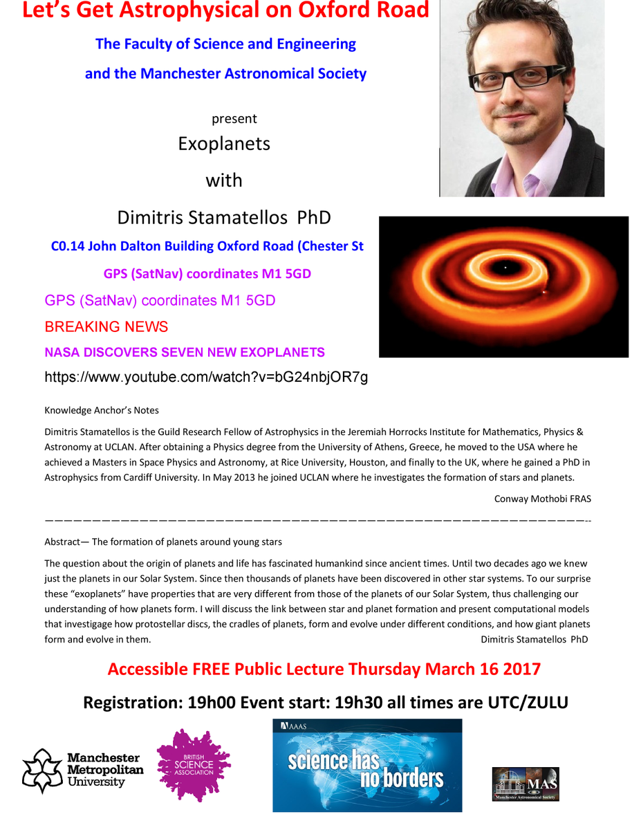 MMUEngage's tweet photo. Let's get astrophysical on Oxford Road! Join the @MASAlerts for #Exoplanets with Dr. Dimitris Stamatellos - 16/03 https://t.co/JdOsN3iW6Q