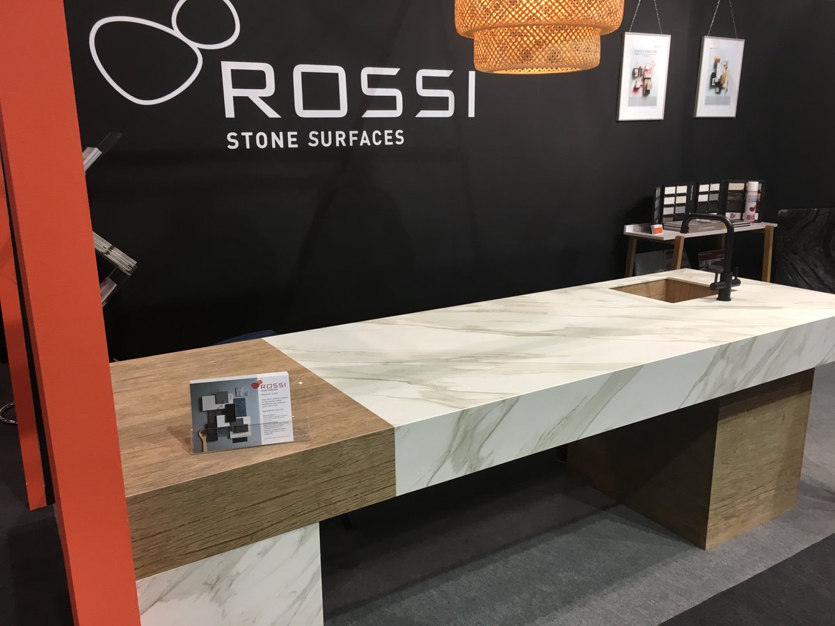 rossistone's tweet image. Neolith samples and an exquisite neolith island on display at EcoBuild London @Ecobuild_Now @Neolith_ @NeolithS