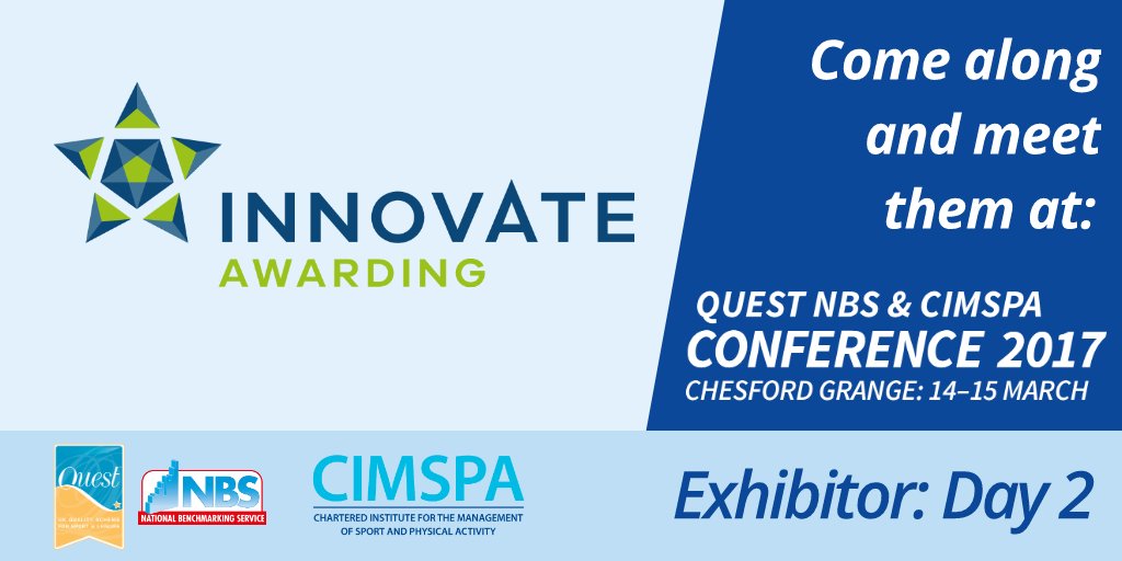 . <a href="/cimspa/">CIMSPA</a> and <a href="/QuestInLeisure/">Quest</a> have <a href="/Innovate_Awards/">Innovate Awarding</a> exhibiting at the conference, book now cimspa-conference.org