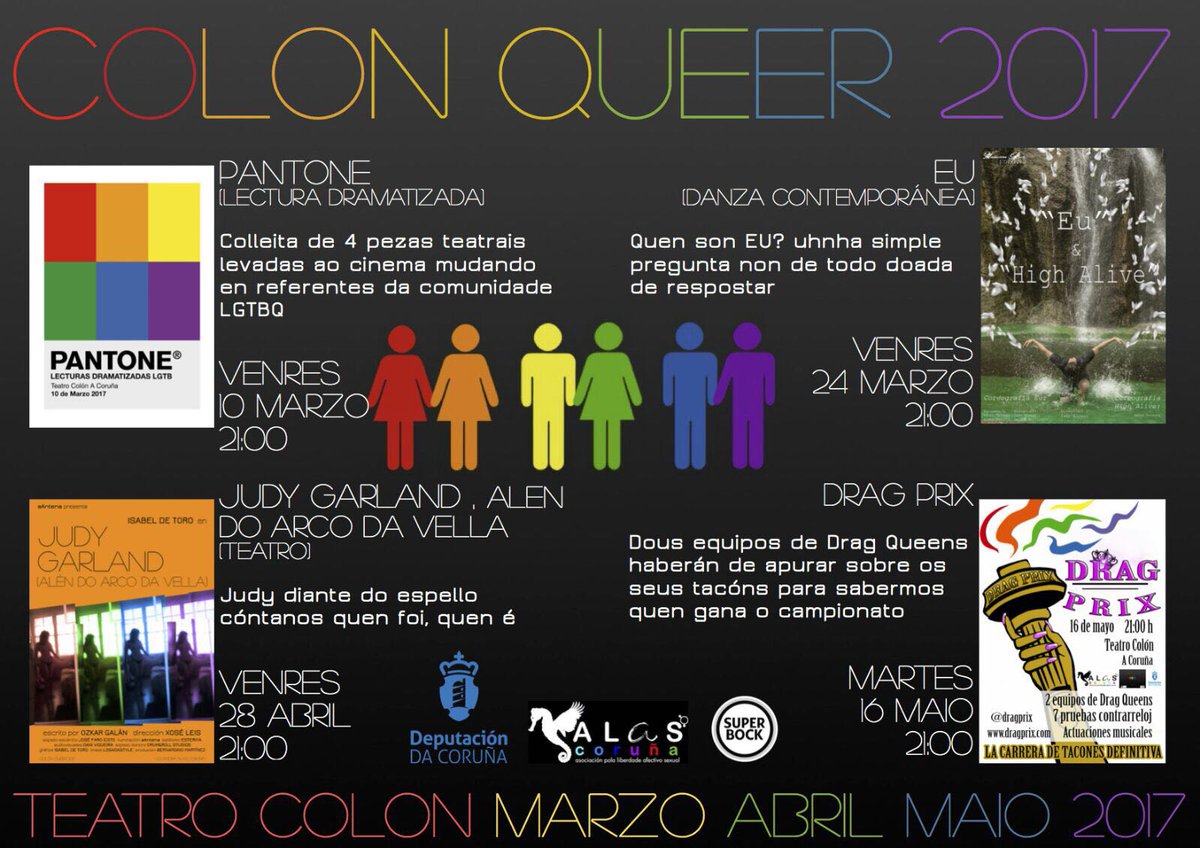alasacoruna's tweet photo. ALAS y @TeatroColon han organizado #ColónQueer, un ciclo de teatro LGTBI abierto a todo el mundo (y para todos los bolsillos) https://t.co/nq3trzCg7v
