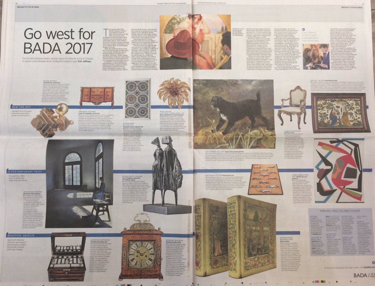 BADA1918's tweet photo. Thanks to @Telegraph for the amazing #BADA2017 coverage in Tuesday's edition. Only six days until we open to the public March 15-21 @DOYSQ https://t.co/fQFFt32NGU