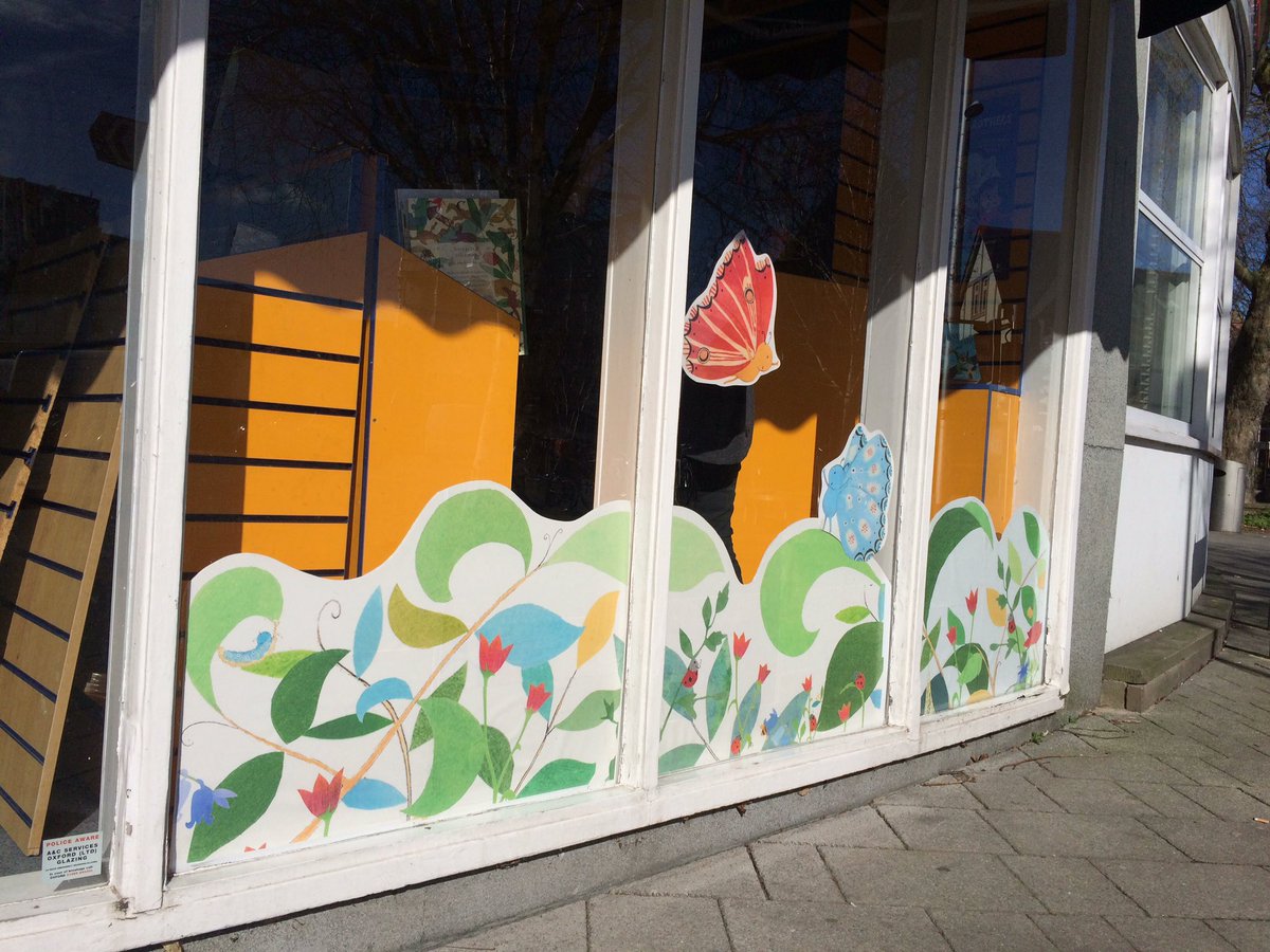 KidsBloomsbury's tweet photo. Dotty and Stripe already making an appearance #IllustratedWindow #ButterflyDance @suzannebarton0 @BookHouseOxford https://t.co/zwAtpF4dLE