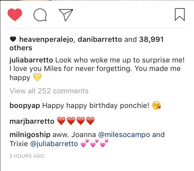 vibrentvibes's tweet photo. so sweet of Joanna @milesocampo to Trixie @BarrettoJulia Advance Happy Birthday, Julia. where you at, Justin @ImPascualInigo #AILYS https://t.co/kDpZlv05m7