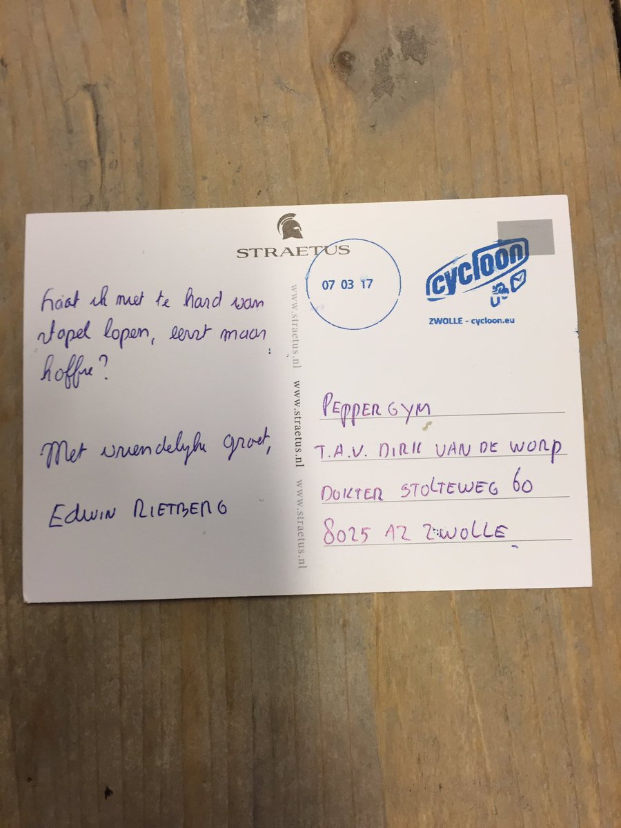 dirkvdworp's tweet photo. Bedankt voor je kaartje @Edwinrietberg zullen we de koffie vervangen voor een stevige sessie incasseren? 😃😅👊🏼 #boksen #zweten #fittezaak https://t.co/UFluPYp6FH
