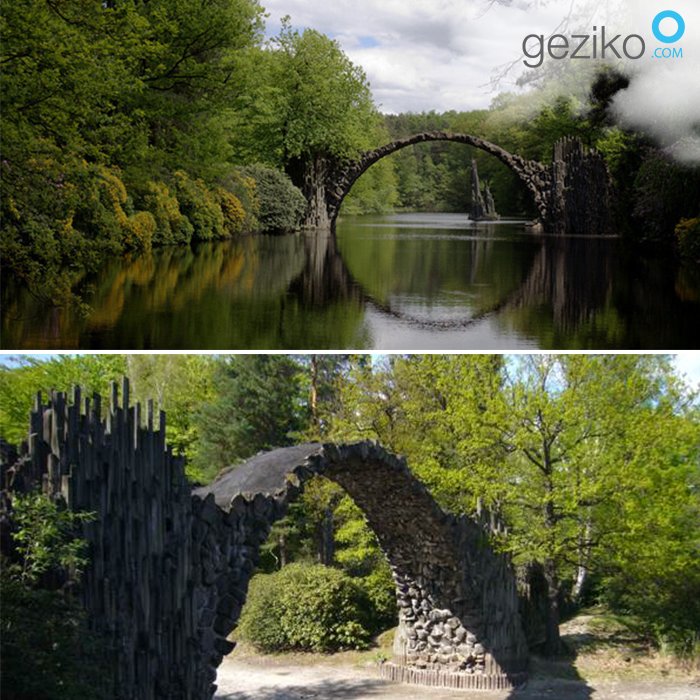 Geziko's tweet photo. 19. Yüzyılda inşa edilmiş olan Rakotzbrücke Köprüsü her mevsim farklı bir güzelliğe ev sahipliği yapıyor. (Kromlau - Almanya) #geziko https://t.co/p5zYqXpBqi