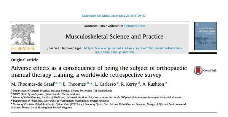 RogerKerry1's tweet photo. OUT TODAY!
Adverse effects as a consequence of manual therapy training: a worldwide survey
FREE access till April
https://t.co/naPEwjhDBy https://t.co/ghPGemHWhO