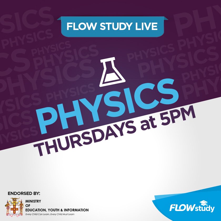 FLOWJamaica's tweet photo. Sharpen up on your Physics! π
Join our live tutor at 5pm for our #FlowStudyLive Physics recap session via https://t.co/NpNF7WcIZz. https://t.co/qjlS0zZ62L