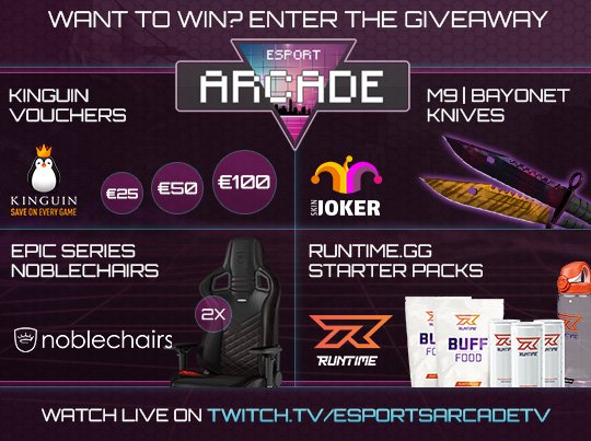 eSportsArcadeTV's tweet photo. Less than four hours to the start of eSportsArcade #2! Relieve your anticipation with our giveaway!

https://t.co/DW4mQyIeh3 https://t.co/GLl2aU8w8a