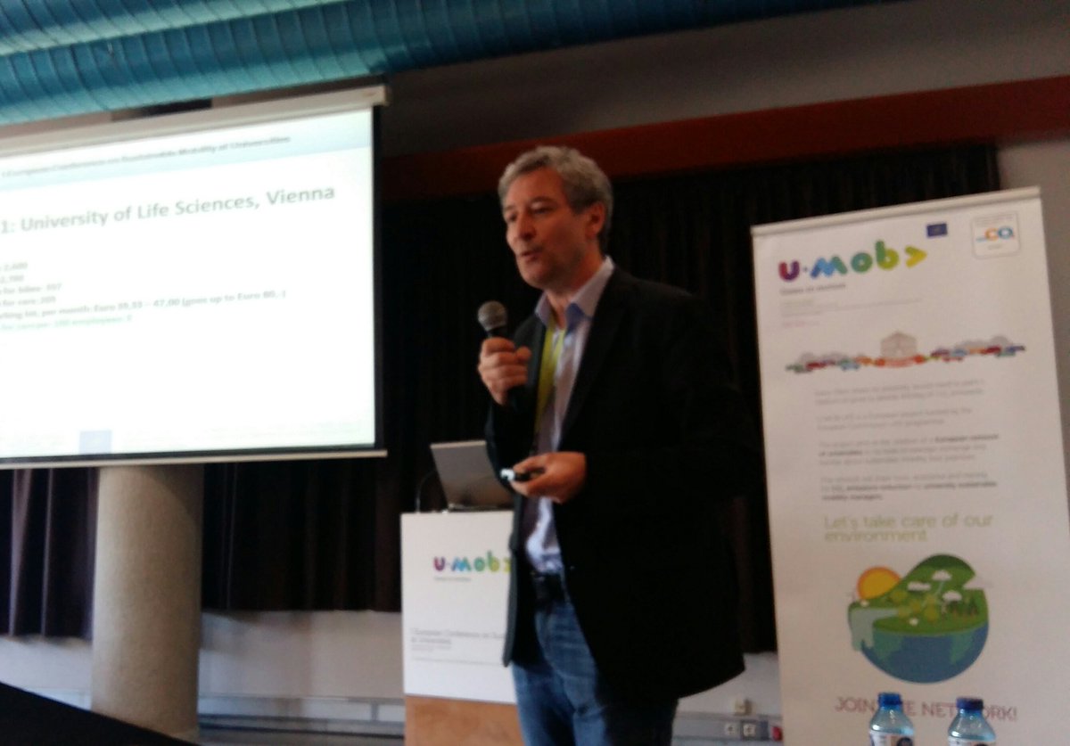 Umob_LIFE's tweet photo. Günter Getzinger, professor and coordinator in Austrian Alliance of Sustainable Universities speaking about #parking management #mobilityBCN https://t.co/1lNSTRfCSB
