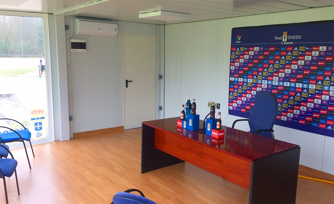 GAM_Soluciones's tweet photo. ¡El @RealOviedo estrena sala de prensa en una estructura modular realizada por GAM! #LocosPorVerteGanar 🔵⚪️🔵⚪️
#GAMMaquinaria #Estructuras https://t.co/nhSV0UK6E1