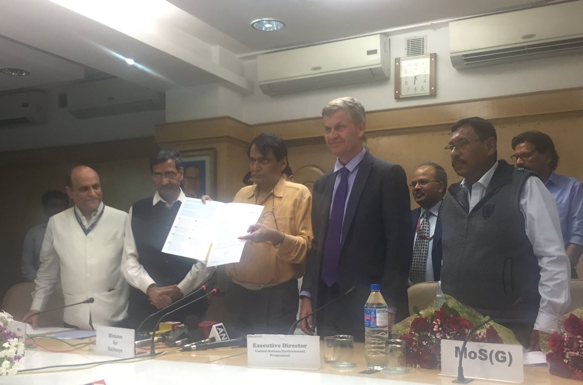5/.<a href="/RailMinIndia/">Ministry of Railways</a> and <a href="/UNEP/">UN Environment Programme</a> signed and exchanged letter of intent for exploring and developing joint cooperation mechanism in sustainability