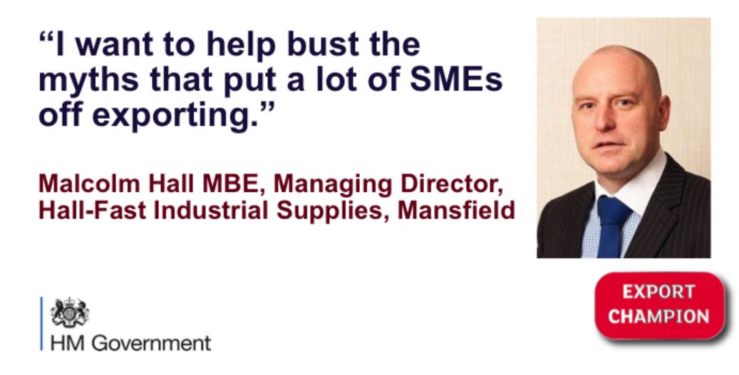 Malcom Hall MBE founder &amp; MD of <a href="/Hall_Fast/">Hall-Fast</a> #Mansfield is 1of28 new #Export Champions #ExportingisGREAT #MidlandsEngine #Export #TradeSummit