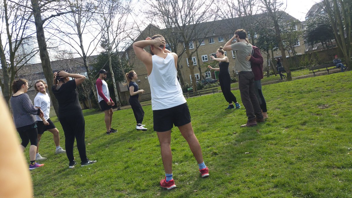 C_Marciano_'s tweet image. Warm up in the sun today pre-Julius Caesar dress run..we hummed at trees..Sarah Case would be proud#JuliusCaesar #fallofman @FourthMonkeyTC
