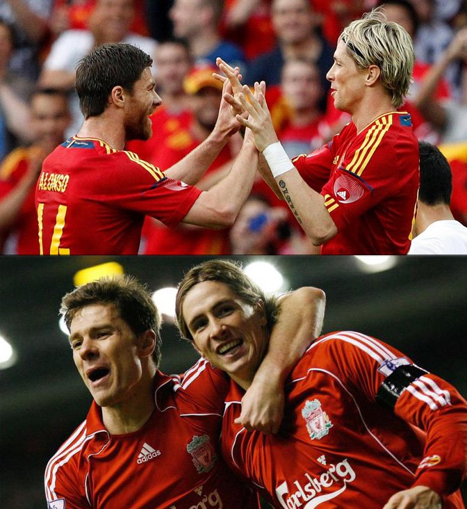 Xabi Alonso bersama Fernando Torres