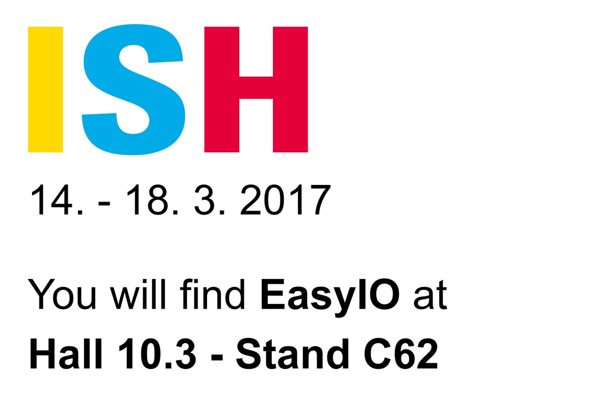 EasyIOEurope's tweet photo. Going to the #ISH17 next week? Don't forget to visit our booth and see a live demo of #EasyStack and lots more! #BMS #theruleshavechanged https://t.co/rKPcIdYZco