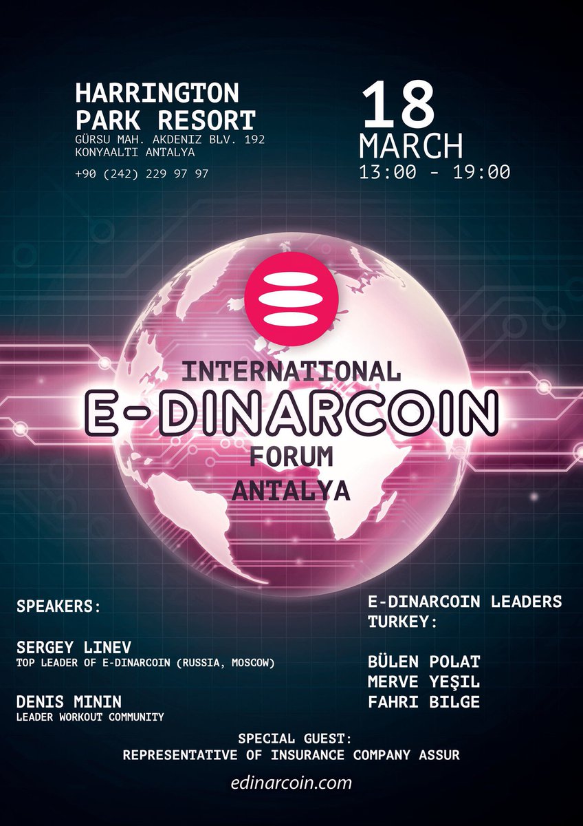 Forum for leaders E-Dinar Coin in Turkey
e-dinar.io/news/main/foru…
Türkiye’de E-Dinar Coin liderlerin forumu
edinarcoin.com/tr/forumforlea…