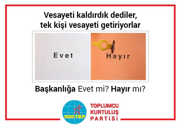 tkp1920's tweet photo. Emperyalizmin ekmeğine yağ süren tek kişilik yönetim dayatmasına #HAYIR https://t.co/cENYB9NZHt