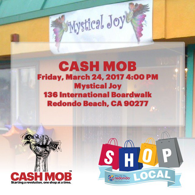 1st Cash Mob by <a href="/RBChamber/">Redondo Chamber</a> at <a href="/MysticalJoyRB/">Mystical Joy</a> &amp; @ABasqKitchen! 4 more Cash Mobs visit cash-mobs.com/near-you/ #cashmob #redondo #redondobeach
