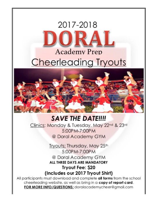 Cheerleading Tryouts - Save the Date! May 22nd &amp; 23rd 2017. edne.tw/n445922