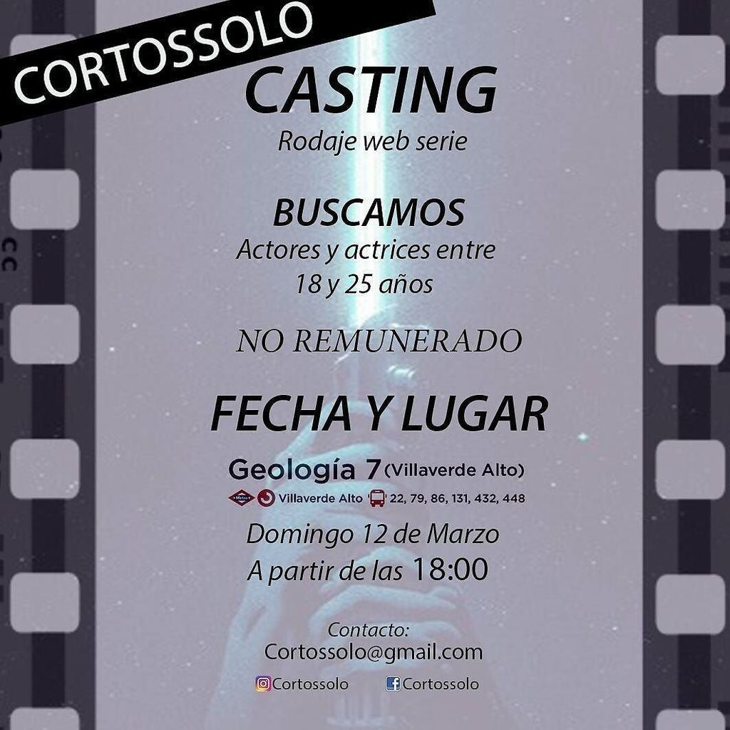 CortosSolo's tweet photo. Buscamos #actores y #actrices para #WebSerie 
Contacta con nosotros si estas interesado y quieres más Info https://t.co/GdOjnmsSyd