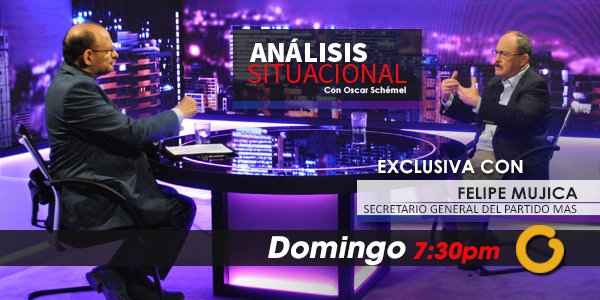 Este domingo en <a href="/ASituacional/">Análisis Situacional</a> Oscar Schémel entrevista a Secretario General del MAS <a href="/globovision/">Globovisión</a> 7:30 PM <a href="/felipemujicah/">felipemujicahdez</a>