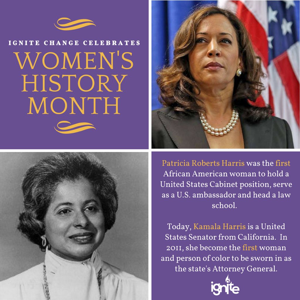 IgniteChangeCo's tweet photo. Our first spotlight of #WomensHistoryMonth features Patricia Roberts Harris &amp; Kamala Harris. ✨ #IgniteChange 🔥🙌🏿 https://t.co/9TH5bnKgwB