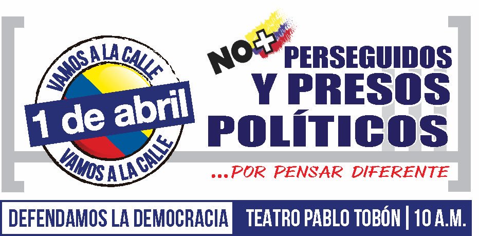 PerseguidosCol_'s tweet image. Un gobierno que persigue a su oposición es un gobierno tirano, este 1 de abril diremos NO más persecución política #1DeAbrilALaCalle