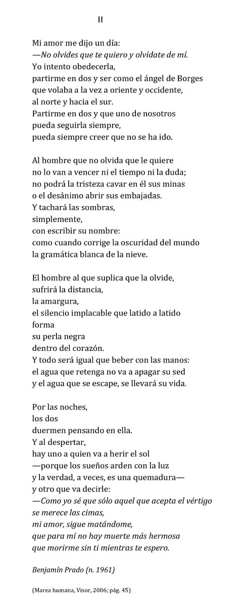 unpoemaaldia's tweet photo. Benjamín Prado

«Mi amor me dijo un día: ...»

#poesia #RT @Visorlibros https://t.co/h2yuF6jptQ