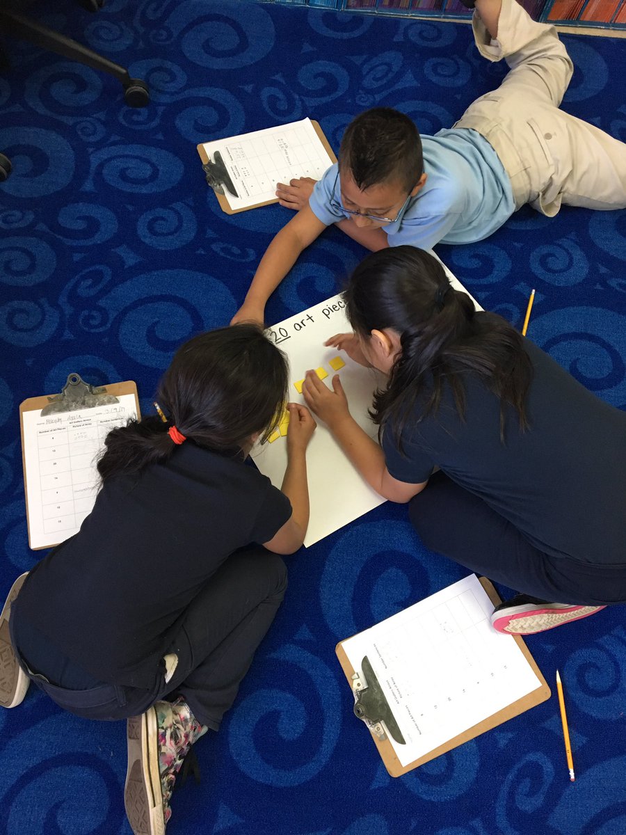 CarlyKopec's tweet photo. Ss collaborate to create arrays so they will know how to arrange their extreme weather artwork in their art gallery. #PBL #AACPSAwesome https://t.co/jwfylTEKQw