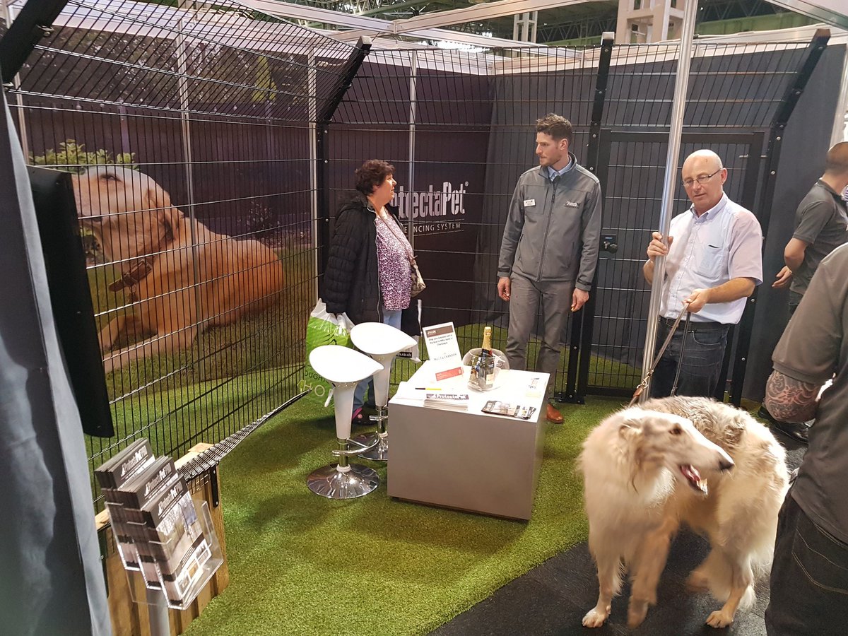 ProtectaPet's tweet photo. Neo the #Borzoi checking out our new #dogfencing today at #Crufts Bring om tomorrow! #dogs #dogsoftwitter https://t.co/o4M0CTFOeT