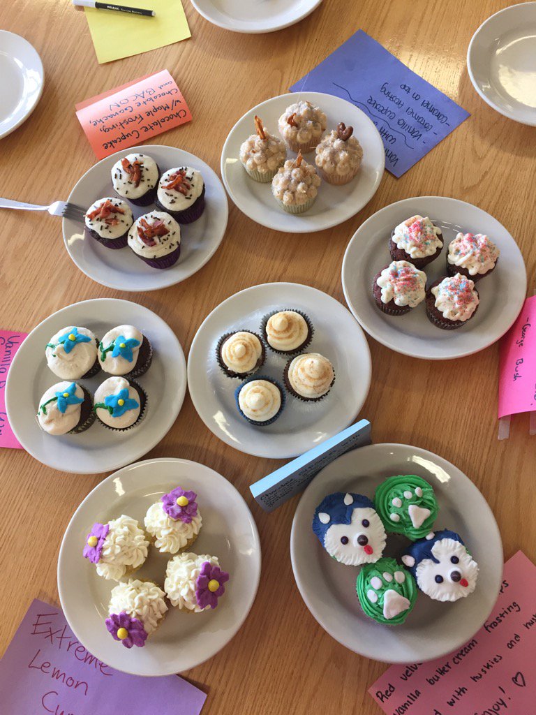MegPechenick's tweet photo. Judging of NHS Cupcake Wars is about to begin!! #nhsprojectweek https://t.co/1IUmg0xAq2