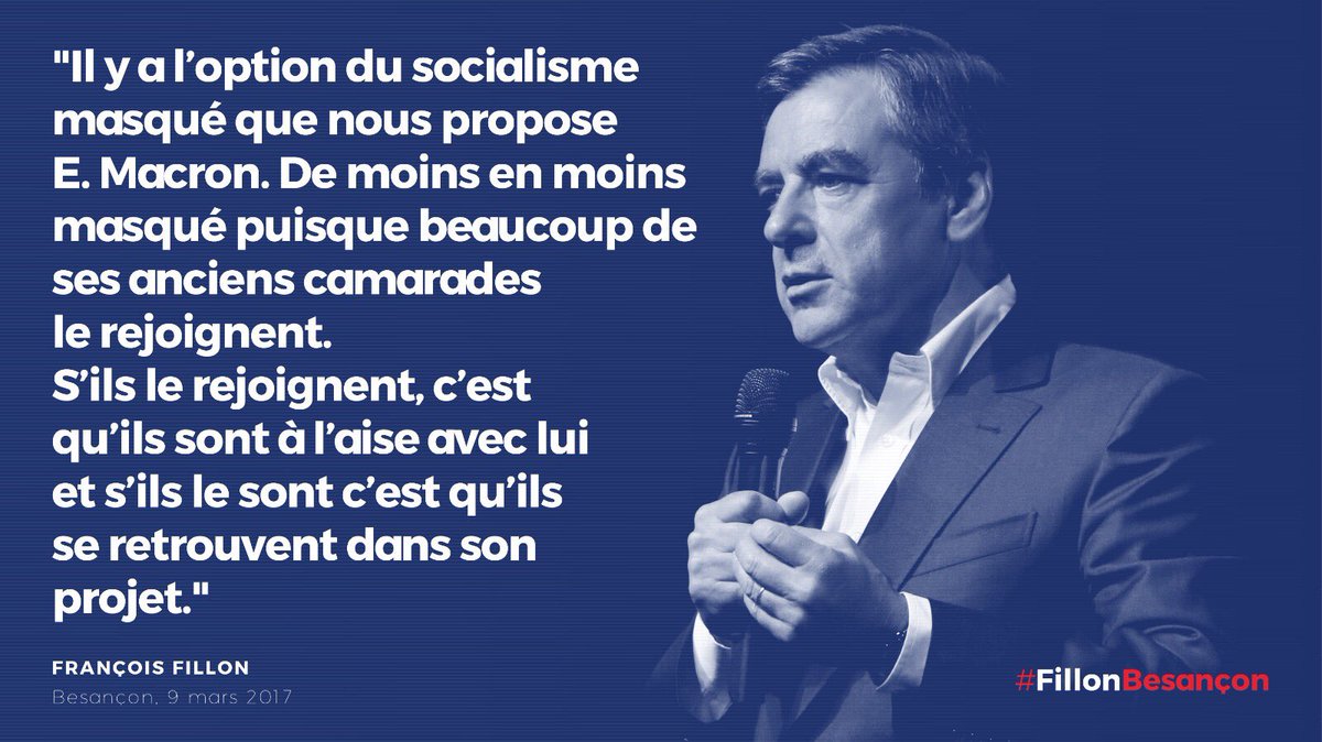 AllezRetailleau's tweet photo. Non au socialisme masqué d'@emmanuelmacron qui récupère toute l'équipe Hollande 2012. @francoisfillon #FillonBesançon #ProjetFillon https://t.co/MPwQxwCgfj
