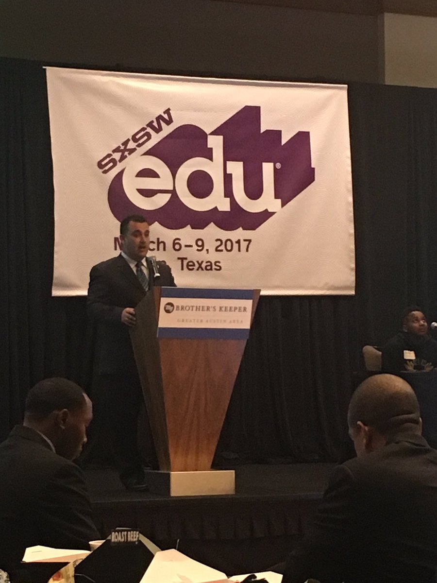 david_kauffman's tweet photo. Principal Ty Davidson of @TravisRebels takes the #MBKAustin #SXSWEdu stage to facilitate the mentor/mentee panel. https://t.co/rNHdlTKRoM