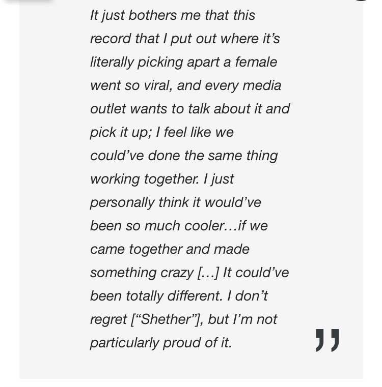 PopCrave's tweet photo. Remy Ma not proud of 'Shether': "It would've been so much cooler if we came together and made something crazy." https://t.co/ANYnnJxelW