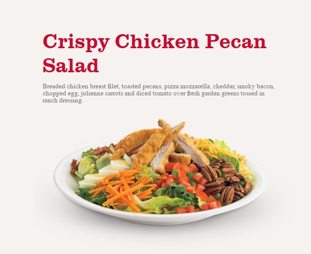 Bostonpizza On Twitter Crispy Chicken Pecan Salad At Bostonpizza Breaded Chicken Breast Filet Toasted Pecans More Https T Co 02dujrv0py Stratfordon Https T Co Oaogyfjghz