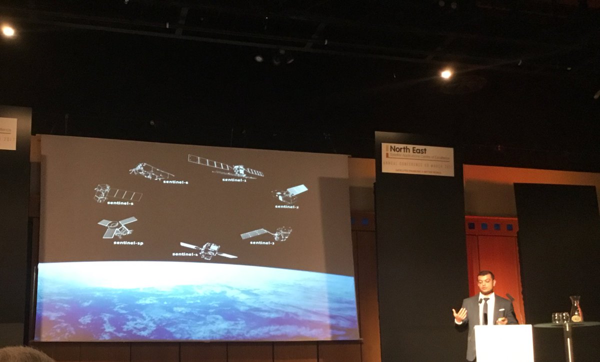SpaceNEEngland's tweet photo. Kumar Pancholi @SterlingGeo explaining how they use earth observation data to help solve the challenges of today &amp; tomorrow #NESatApps https://t.co/cWDIn12e9C